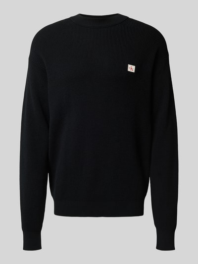 Calvin Klein Jeans Sweter z dzianiny z naszywką z logo Czarny 2