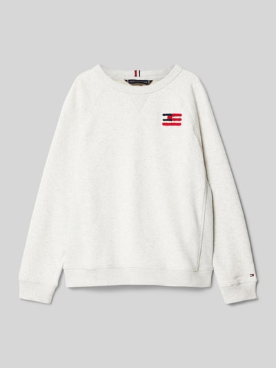 Tommy Hilfiger Teens Relaxed fit sweatshirt met labelstitching Offwhite gemêleerd - 1