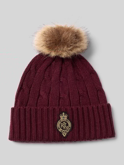 Lauren Ralph Lauren Strickmütze mit Bommel Bordeaux 1