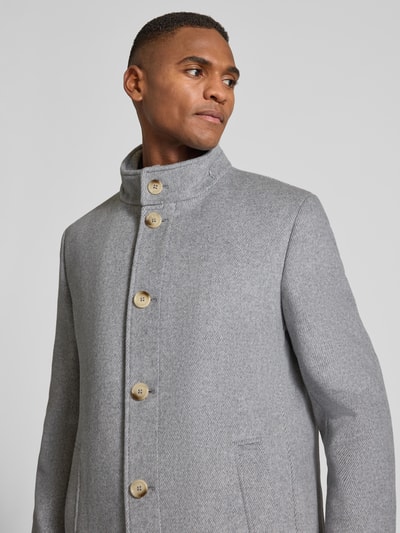 Christian Berg Men Płaszcz wełniany ze stójką Szarobrązowy 3