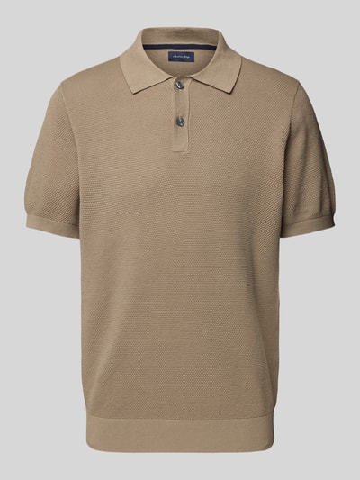 Christian Berg Men Poloshirt mit gerippten Abschlüssen Taupe 2