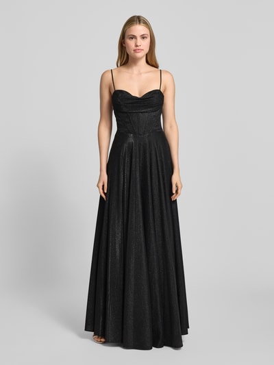 Hey Kyla Glanzende avondjurk met spaghettibandjes Zwart - 4