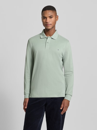 Christian Berg Men Poloshirt met labelstitching  Rietgroen - 4