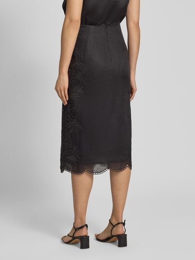 Max Mara Studio Midirock mit Spitzenbesatz Modell 'FIFY' Black 5