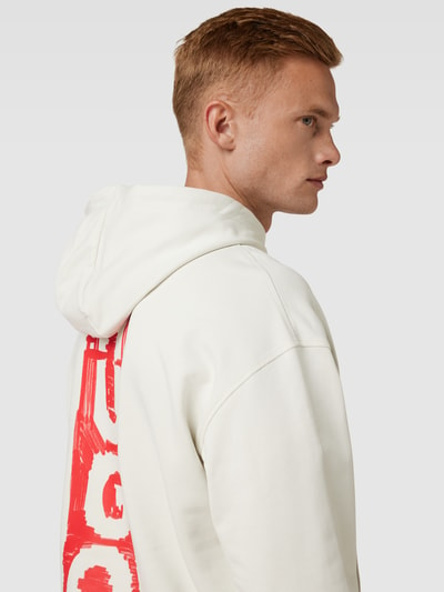 HUGO Hoodie mit Label-Detail Modell 'Diushi' Offwhite 3