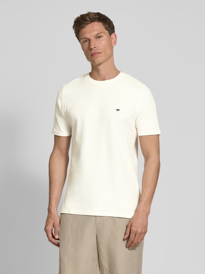 Fynch-Hatton T-shirt met logostitching Offwhite - 4