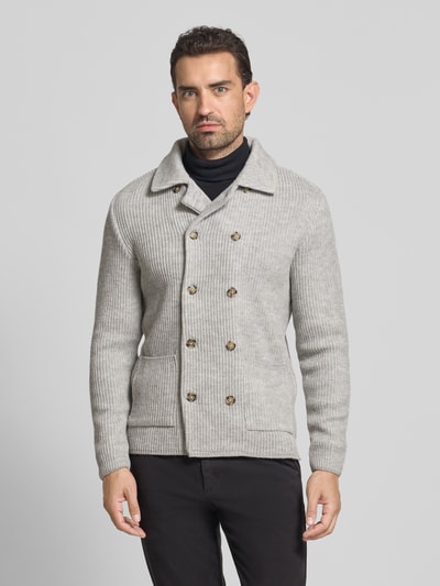 Manuel Ritz Gebreid jack met opgestikte steekzakken Lichtgrijs - 4