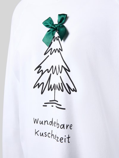 LOUIS & LOUISA Regular fit pyjama met sierstrik, model 'Kuschelig' Groen - 2