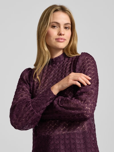 Vero Moda Regular Fit Spitzenbluse mit Mock Neck Modell 'BECCA' Bordeaux 3