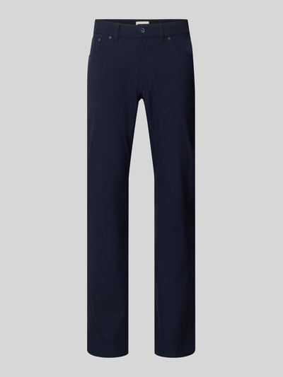 Produktfoto, Hose mit Eingrifftaschen Modell 'Chuck' von Brax in Dunkelblau, Regular Fit, glatte Oberfläche, Material-Mix mit Viskose-Anteil.