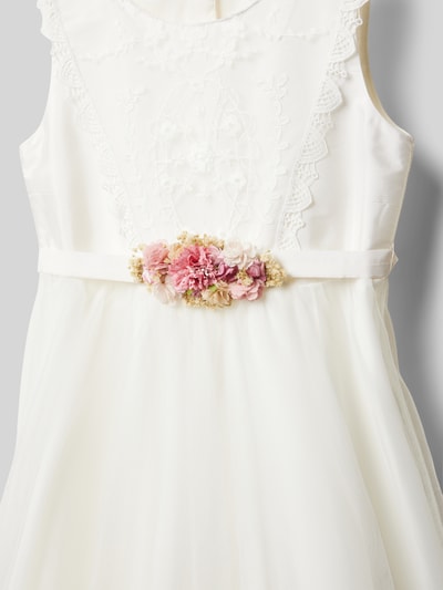 Une Hautre Couture Kleid mit floraler Applikation Offwhite 2