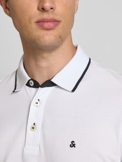 Jack & Jones Slim Fit Poloshirt mit Logo-Stitching Modell 'PAULOS' Weiss 3