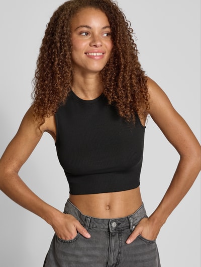 Only Top krótki o kroju slim fit z mieszanki bawełny model ‘VELA’ Czarny 3