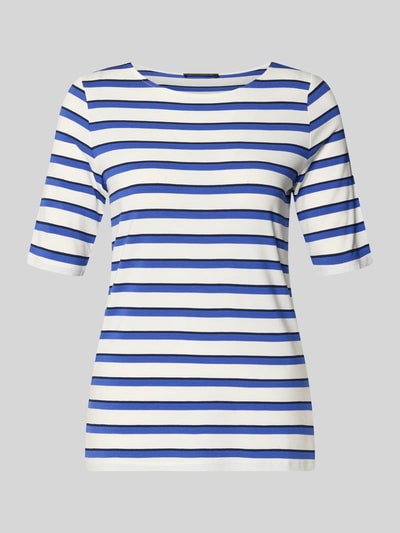 Produktfoto, T-Shirt aus Viskose-Mix mit U-Boot-Ausschnitt von Betty Barclay, Damen T-Shirt im Streifendesign, Taillierte Passform, Halbarm, Rückenlänge 62 cm in Größe 36.