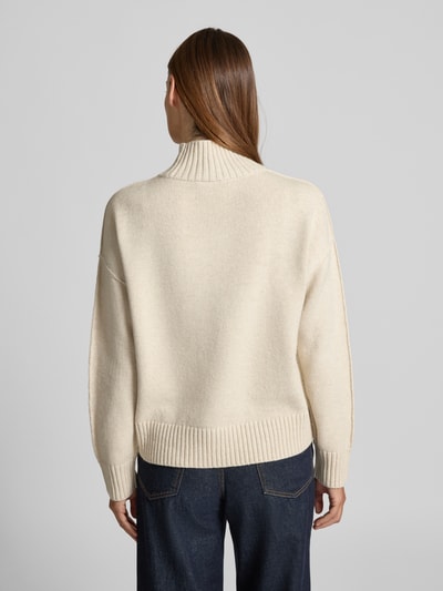 Oui Strickpullover aus Woll-Mix mit Stehkragen Offwhite Melange 5