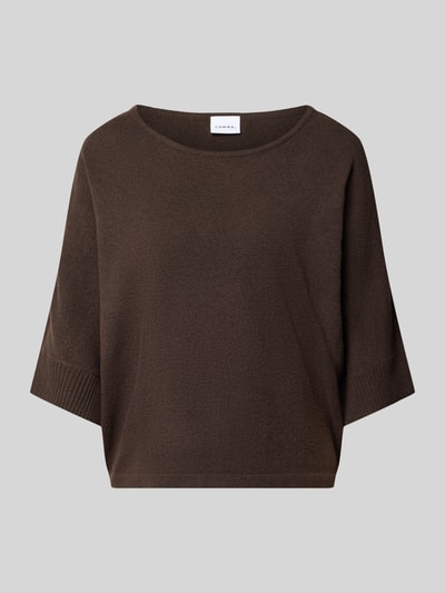 Produktfoto, Strickshirt mit 3/4-Arm von COMMA aus braunem Baumwoll-Mix, Regular Fit, Rundhalsausschnitt, glatte Textur