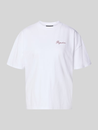 Produktfoto, Oversized T-Shirt mit Label-Print von Pegador aus Reine Baumwolle, weiß, Rundhalsausschnitt, Rückenlänge 61 cm bei Größe S