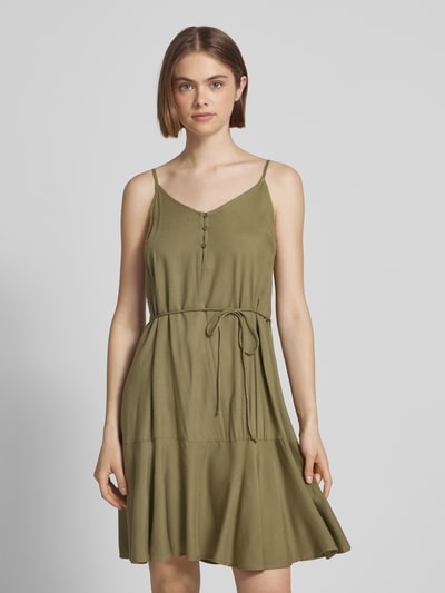 Pieces Spódnica mini taliowana z paskiem w talii model ‘NYA’ Oliwkowy 4