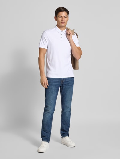 CK Calvin Klein Relaxed Fit Poloshirt mit Logo-Stitching Modell 'SUPIMA' Weiss 1