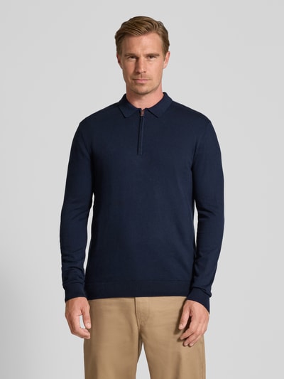 SELECTED HOMME Regular fit gebreide pullover van puur katoen, model 'BERG' Marineblauw gemêleerd - 4
