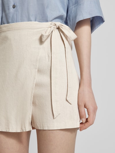 Vero Moda Spódnica mini z wysokim stanem i wiązanym paskiem model ‘MYMILO’ Szarobrązowy 3