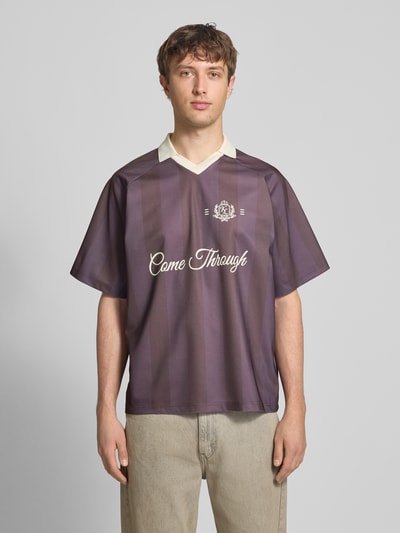 ONLY & SONS Loose Fit Poloshirt mit Motiv-Print Modell 'ZIDAN' Dunkelbraun 4