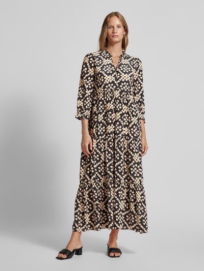 More & More Maxi-jurk van viscose in laagjeslook Zwart - 4