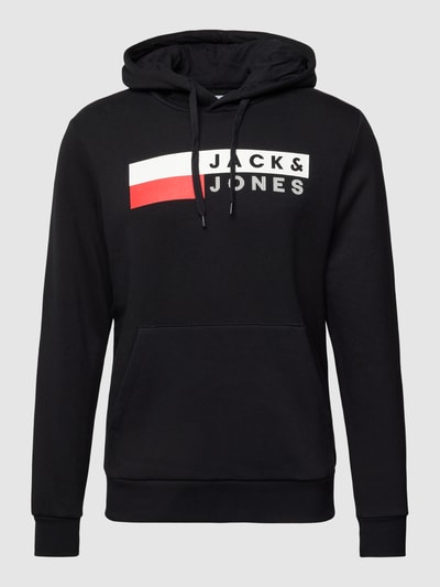 JACK & JONES Hoodie mit Label-Print Modell 'CORP' Black 1