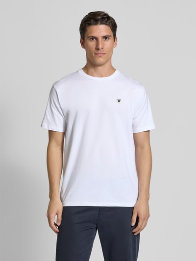 Wood Wood T-shirt met logobadge, model 'Ace' Wit - 4