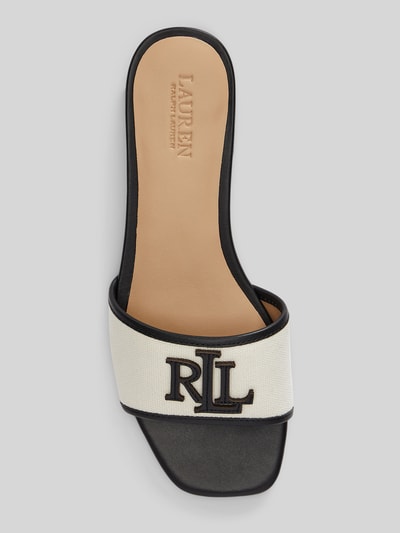 Productfoto, Slipper uit echt leer van Lauren Ralph Lauren, two tone-optiek, vierkante neus, gladleer met logo-applicatie, blokhak, gladde zool