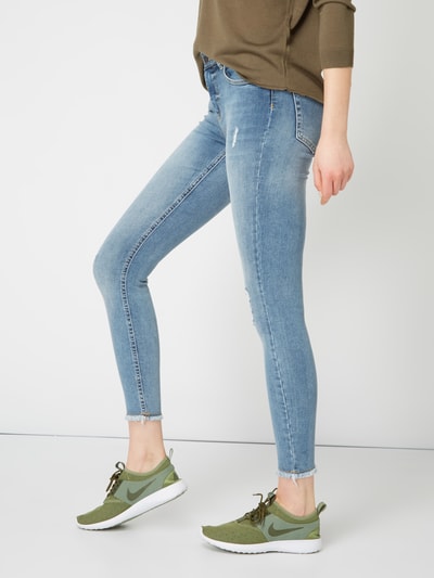 Only Skinny fit jeans in used-look Jeansblauw - 6