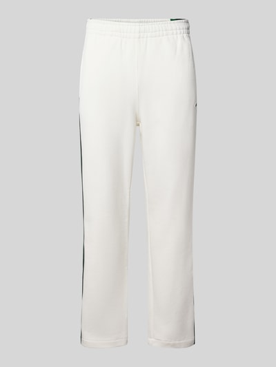 Produktfoto, weiße Relaxed-Fit Sweathose aus reiner Baumwolle Modell 'XH9800-00' von Lacoste für Herren, glatte Struktur, leichte Schatten