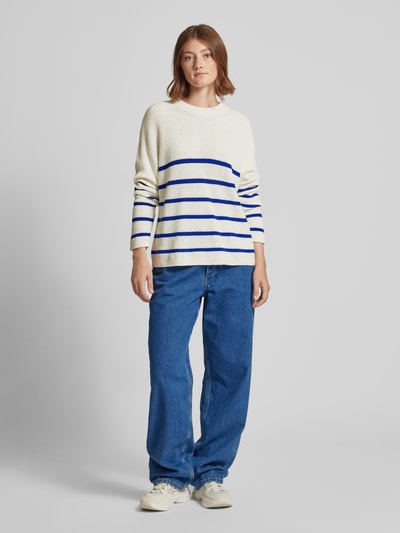 Tom Tailor Denim Relaxed Fit Strickpullover mit Streifenmuster Weiss 1