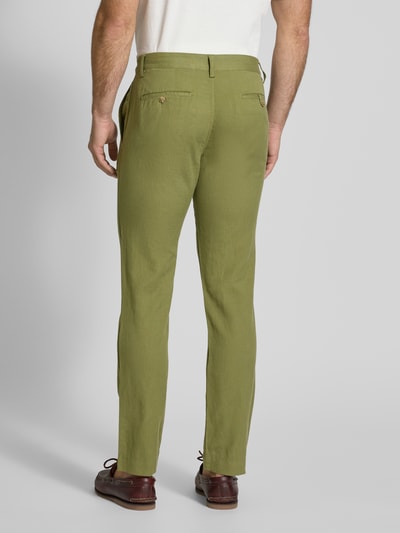 Polo Ralph Lauren Regular fit linnen broek met knoop- en ritssluiting Groen - 5