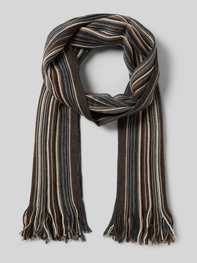 Christian Berg Men Schal mit Streifenmuster und Fransen Marine 1