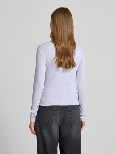 Vero Moda Slim fit shirt met lange mouwen van katoenmix, model 'CHLOE' Lichtgrijs gemêleerd - 5