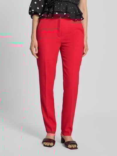 Marc Cain Feminine fit stoffen broek met persplooien Rood - 4