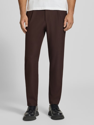 Strellson Relaxed Fit Bundfaltenhose mit Logo-Detail Modell 'Lui' Schoko 4