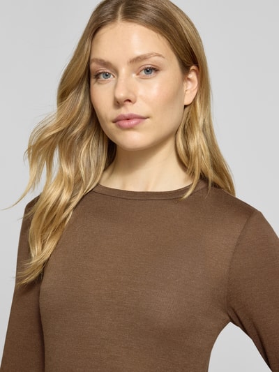 OPUS Shirt met lange mouwen en ronde hals, model 'Sifa' Lichtbruin - 3