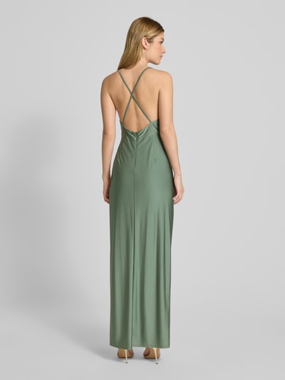 V.M. Abendkleid mit Wasserfall-Ausschnitt und Gehschlitz Hellgruen 5