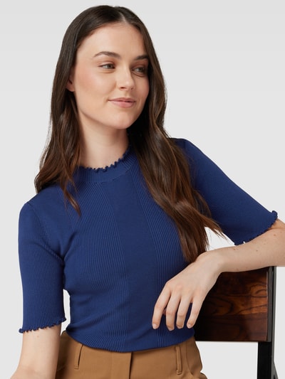 HUGO Strickshirt mit Muschelsaum Modell 'SWITTLONA' Marine 3