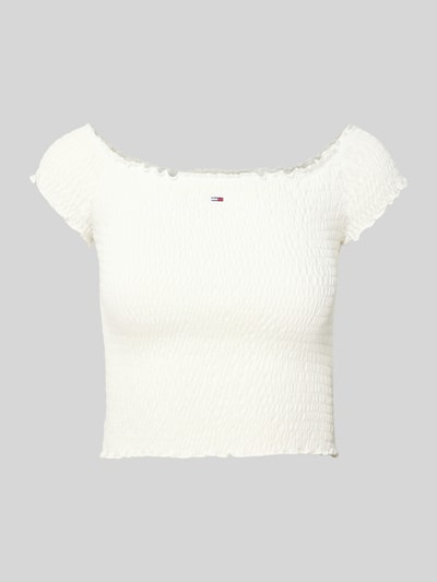 Tommy Jeans Slim Fit Crop Top mit gesmokten Einsätzen Weiss 2
