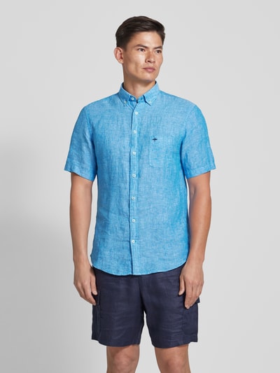 Fynch-Hatton Freizeithemd aus Leinen mit Button-Down-Kragen Modell 'Summer' Royal 4