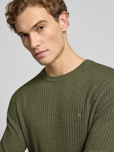 Christian Berg Men Strickpullover mit Label-Detail Oliv Melange 3