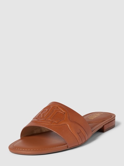 Lauren Ralph Lauren Slides mit Label-Details Modell 'ALEGRA' Cognac 1