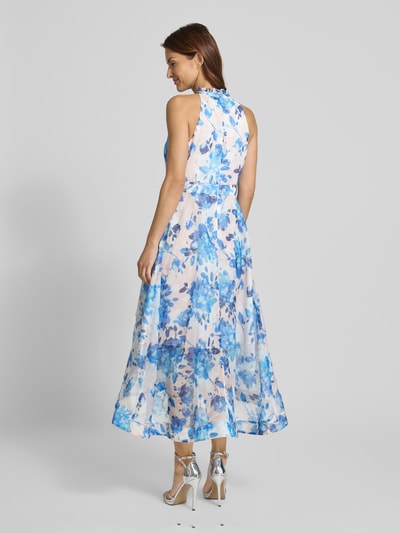 Adrianna Papell Cocktailkleid mit Stehkragen und Taillenband Hellblau 5