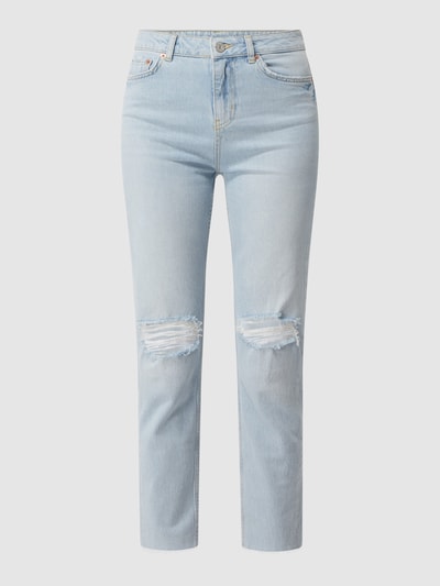 Review Straight fit jeans met stretch Lichtblauw - 2