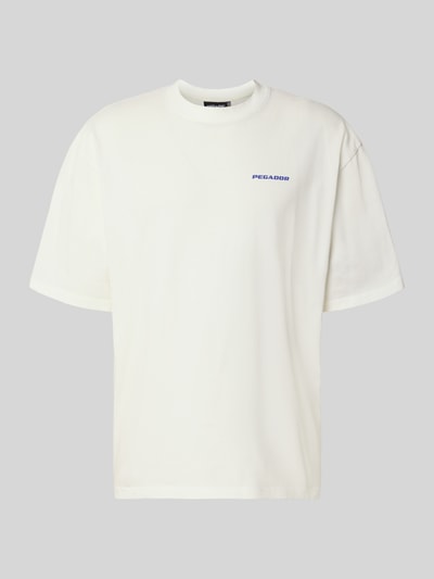 Produktfoto, Oversized T-Shirt mit Label-Detail Modell 'Bovec' von Pegador, bawełna, krój oversize, dekolt okrągły, kolor biały