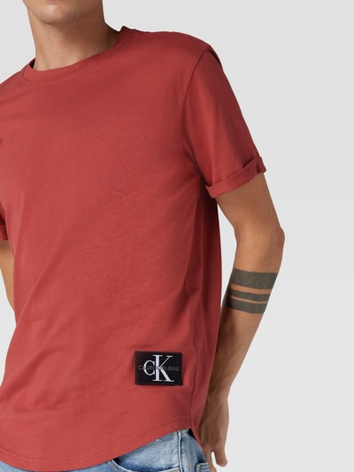 Calvin Klein Jeans T-shirt met labelpatch Roestrood - 3