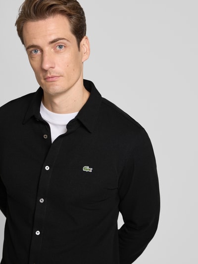 Lacoste Koszula casualowa o kroju slim fit z fakturą Czarny 3